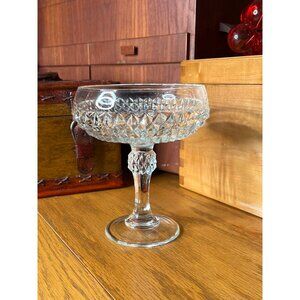 Anchor Hocking Diamond Pointe Compote/Trinket/Candy Dish 7.25" tall 6" in dia.